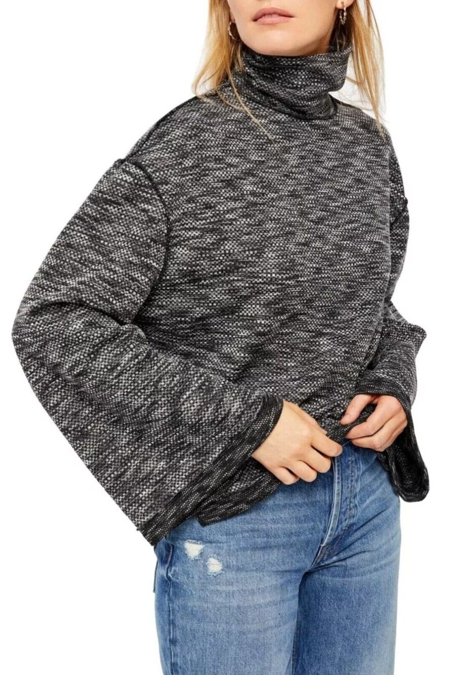 Free People Sunny Days Turtleneck Top In Overboard Combo $98 Size S NWOT